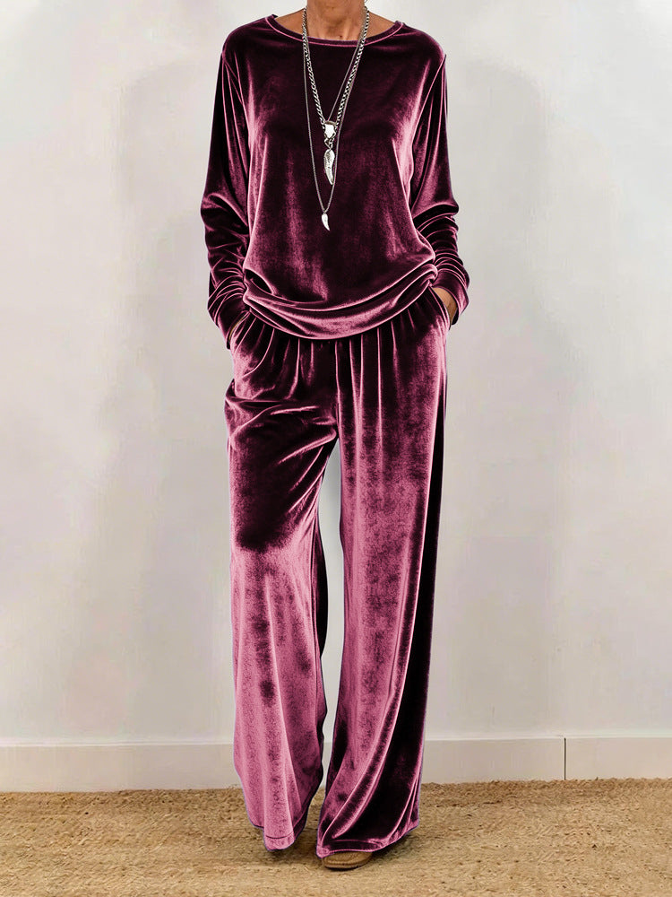 Luxury Comfort You Can Wear Anywhere ✨Women's Velvet Top & Pants 2-Piece Set