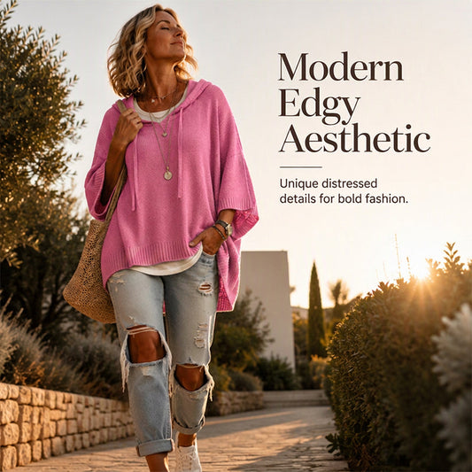 🔥Women's Hooded Drawstring Knit Pullover