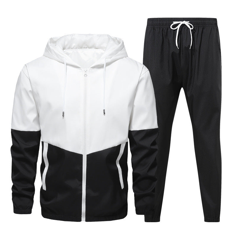 Men’s Colorblock French Terry Tracksuit – Zip-Up Hoodie & Jogger Pants Set