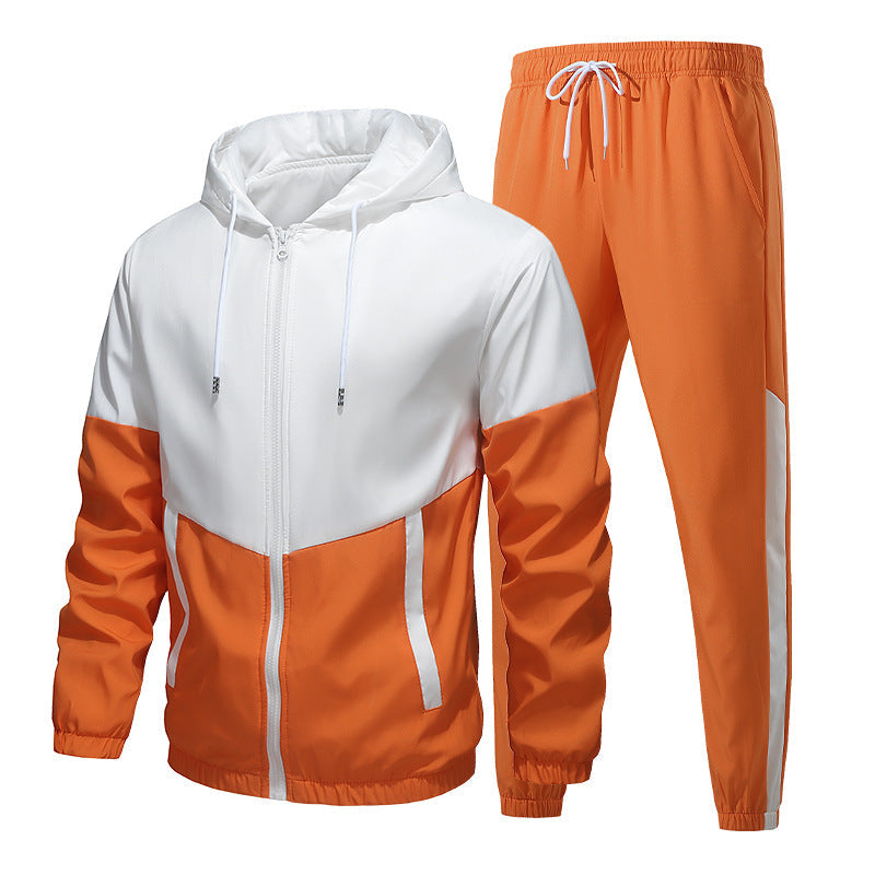 Men’s Colorblock French Terry Tracksuit – Zip-Up Hoodie & Jogger Pants Set