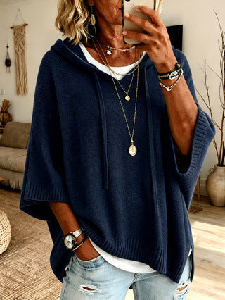 🔥Women's Hooded Drawstring Knit Pullover
