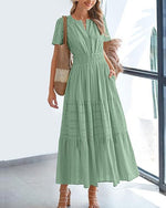 Women's Elegant V-Neck Maxi Dress