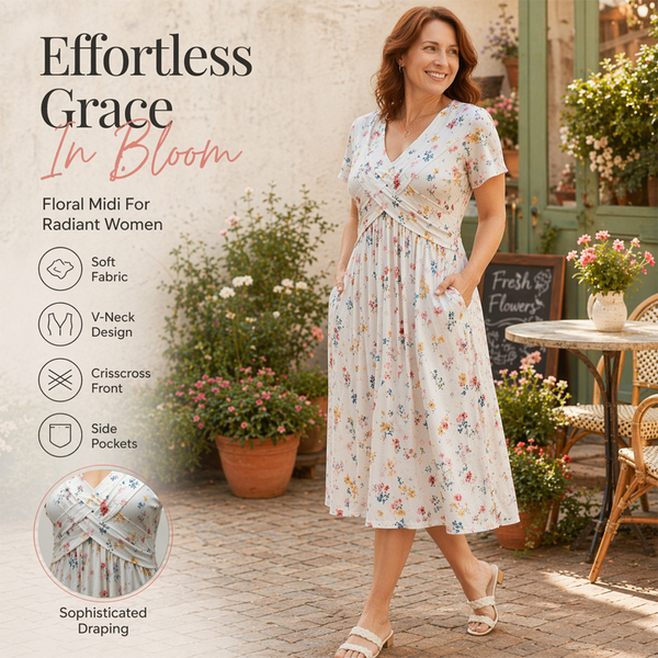 Sunny Floral Twist V-Neck Dress