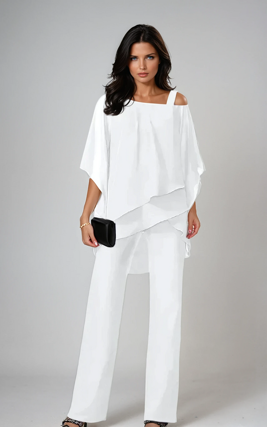 Off Shoulder Top & Wide Leg Trousers Outfit