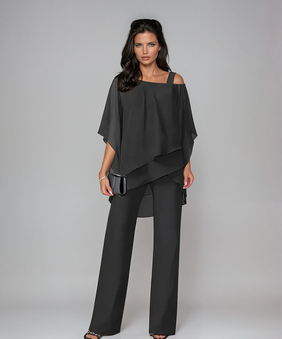Off Shoulder Top & Wide Leg Trousers Outfit