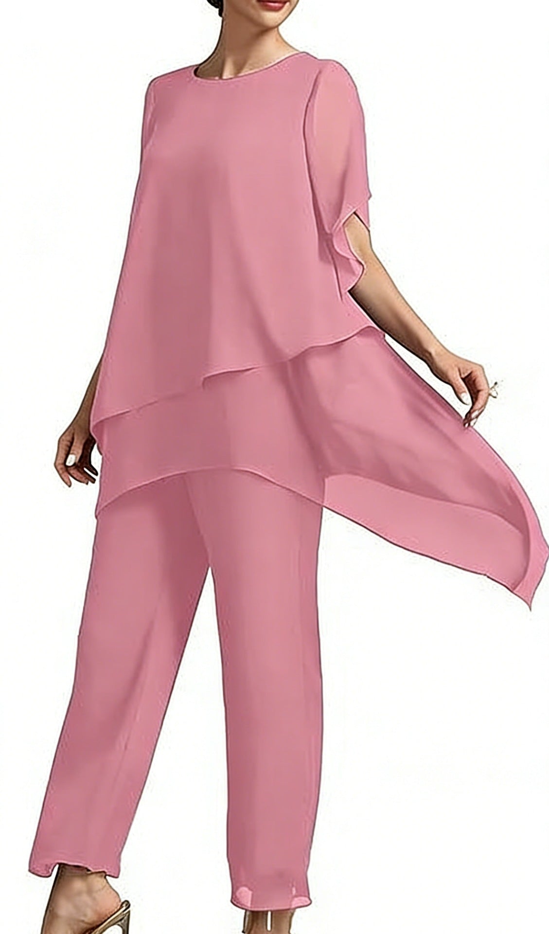 💝 Conjunto de dos piezas de gasa para mujer, talla grande, estilo modern
