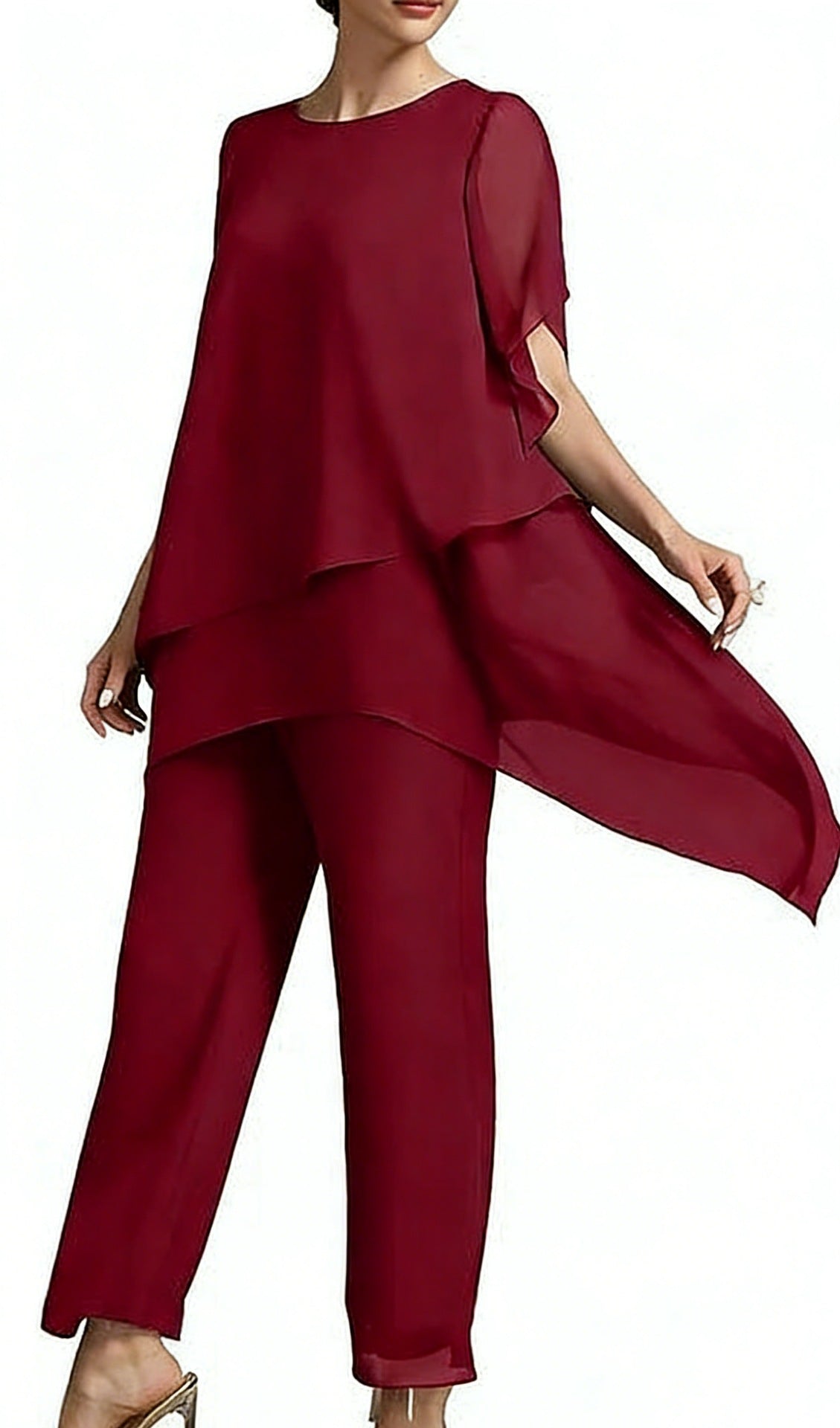 💝 Conjunto de dos piezas de gasa para mujer, talla grande, estilo modern