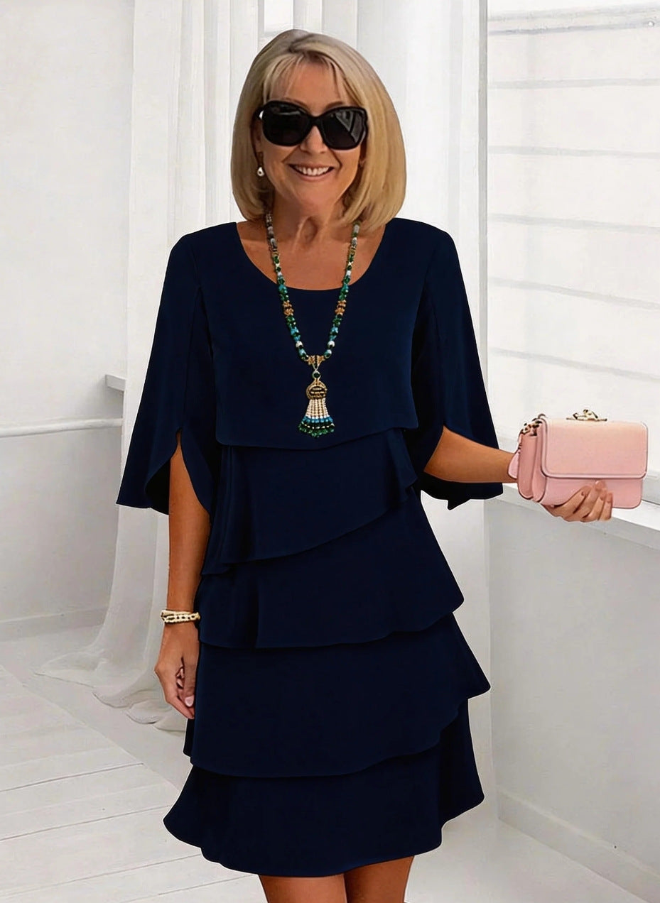 📢📢50% OFF !!!⏰Women's Elegant Layered Ruffle Sleeve Dress – Effortless Style for Every Occasion💃