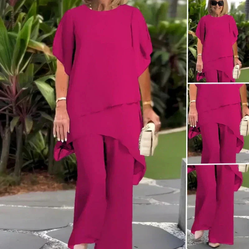 💝 Conjunto de dos piezas de gasa para mujer, talla grande, estilo modern