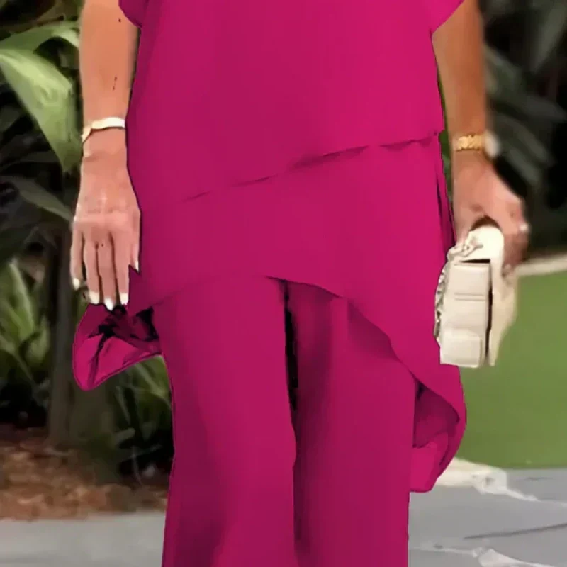 💝 Conjunto de dos piezas de gasa para mujer, talla grande, estilo modern