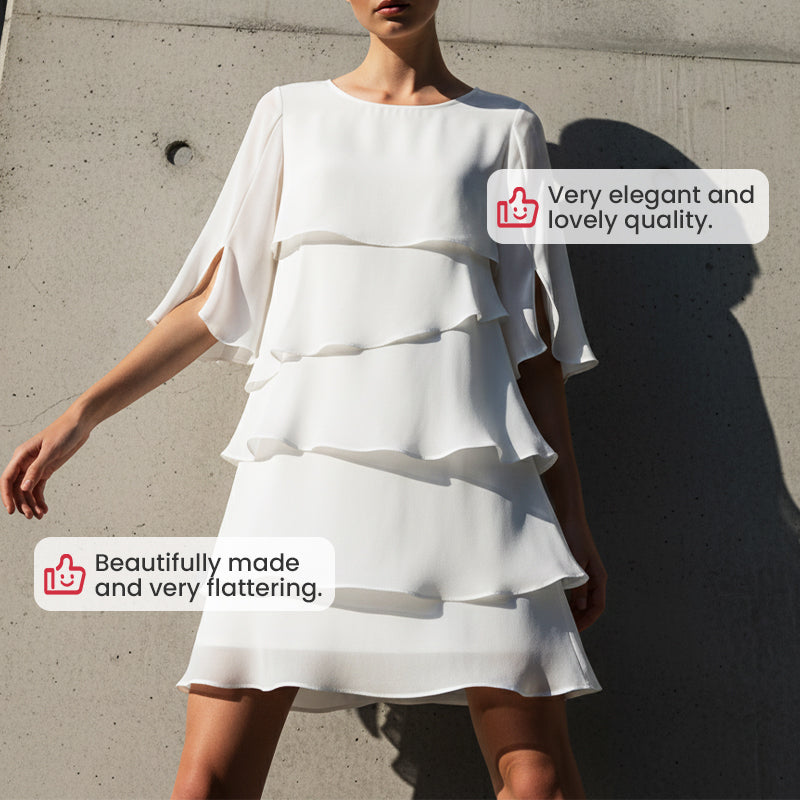 📢📢50% OFF !!!⏰Women's Elegant Layered Ruffle Sleeve Dress – Effortless Style for Every Occasion💃