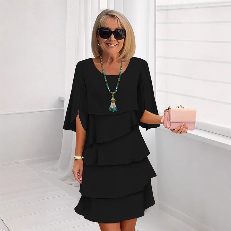📢📢50% OFF !!!⏰Women's Elegant Layered Ruffle Sleeve Dress – Effortless Style for Every Occasion💃
