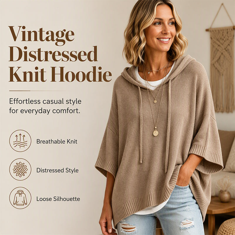 🔥Women's Hooded Drawstring Knit Pullover