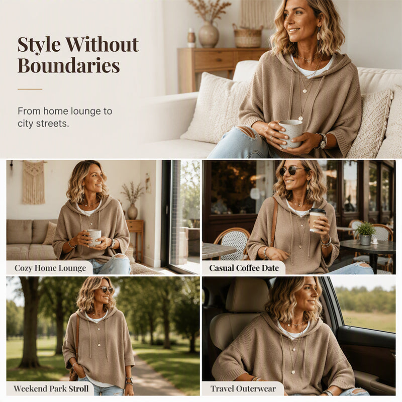 🔥Women's Hooded Drawstring Knit Pullover
