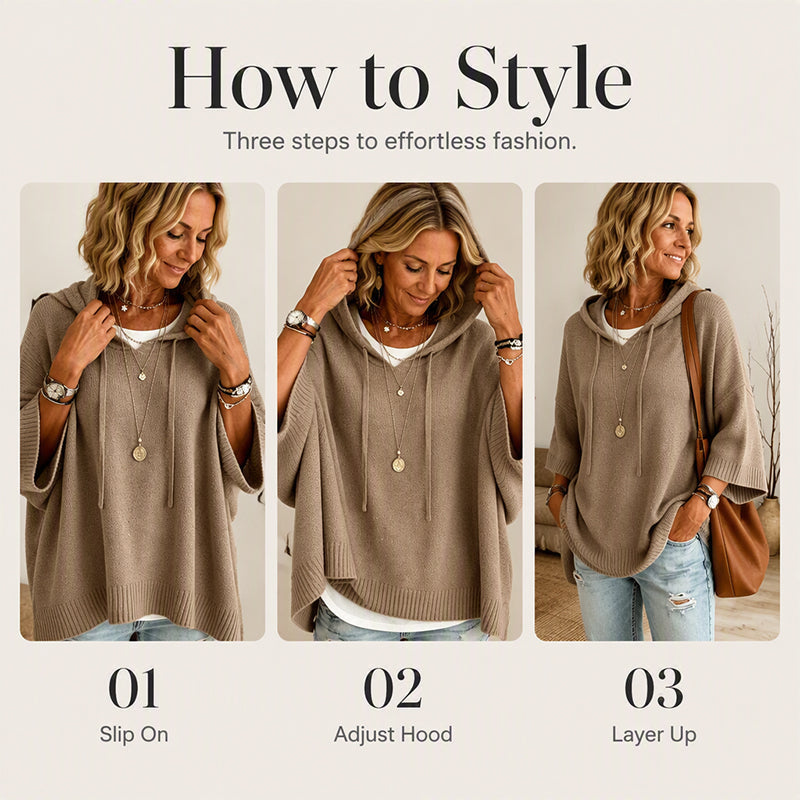 🔥Women's Hooded Drawstring Knit Pullover